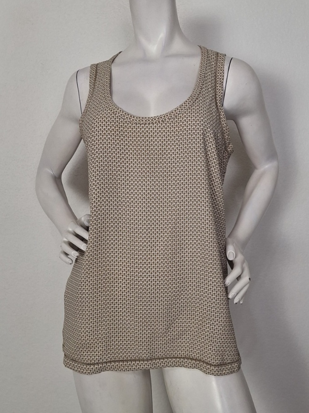 Ann Taylor Beige & Black Patterned Old Money Scoop Neck Pullover Tank Top Size M